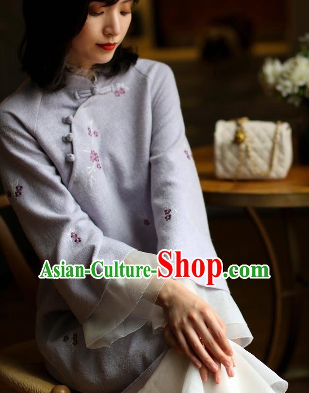 China Winter Embroidered Cheongsam Costume Traditional Young Woman Chiffon Qipao Dress China Winter Embroidered Cheongsam Costume Traditional Young Woman Chiffon Qipao Dress