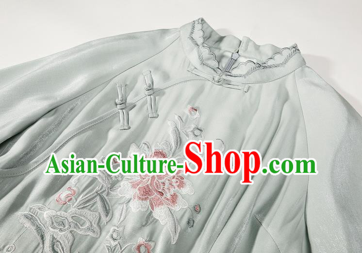 China Classical Cheongsam Costume Traditional Embroidered Light Green Qipao Dress China Classical Cheongsam Costume Traditional Embroidered Light Green Qipao Dress