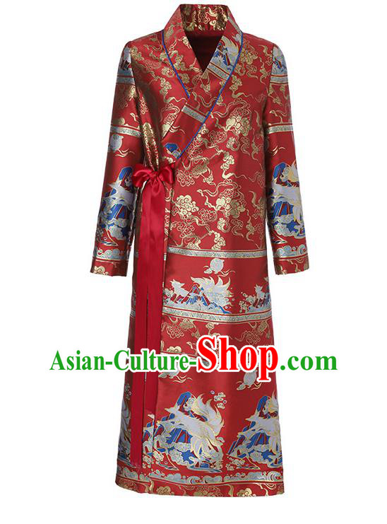 Chinese Tang Suit Red Brocade Cheongsam Costume Traditional Woman Qipao Dress Chinese Tang Suit Red Brocade Cheongsam Costume Traditional Woman Qipao Dress