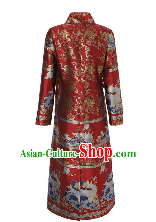 Chinese Tang Suit Red Brocade Cheongsam Costume Traditional Woman Qipao Dress Chinese Tang Suit Red Brocade Cheongsam Costume Traditional Woman Qipao Dress