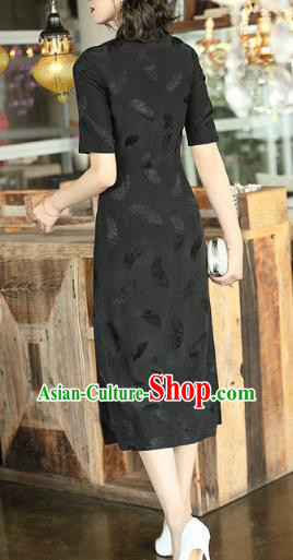 Chinese Traditional Shanghai Qipao Dress Classical Dance Black Cheongsam Costume Chinese Traditional Shanghai Qipao Dress Classical Dance Black Cheongsam Costume
