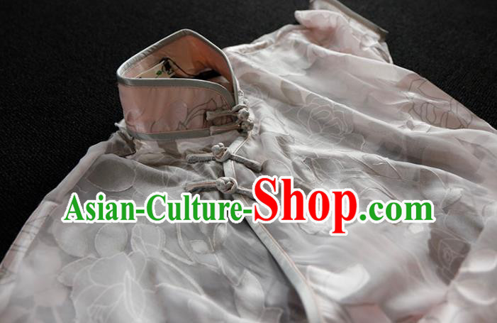 Chinese Traditional White Silk Qipao Dress Classical Tang Suit Cheongsam Chinese Traditional White Silk Qipao Dress Classical Tang Suit Cheongsam