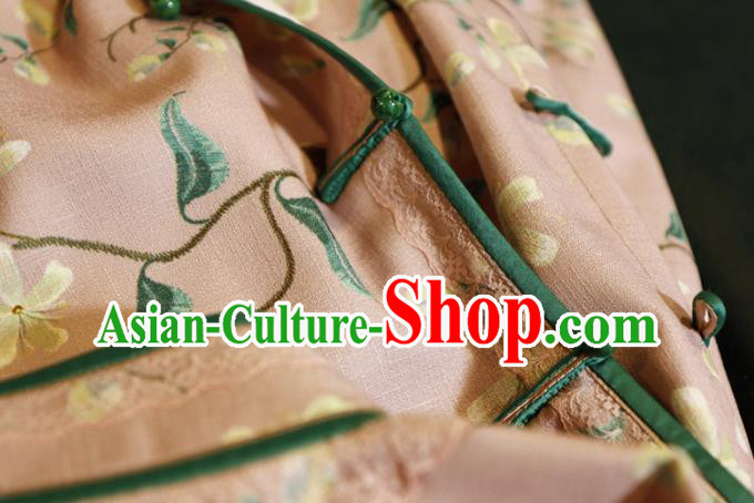 Chinese Traditional Minguo Printing Pink Qipao Dress Classical Tang Suit Slim Cheongsam Chinese Traditional Minguo Printing Pink Qipao Dress Classical Tang Suit Slim Cheongsam