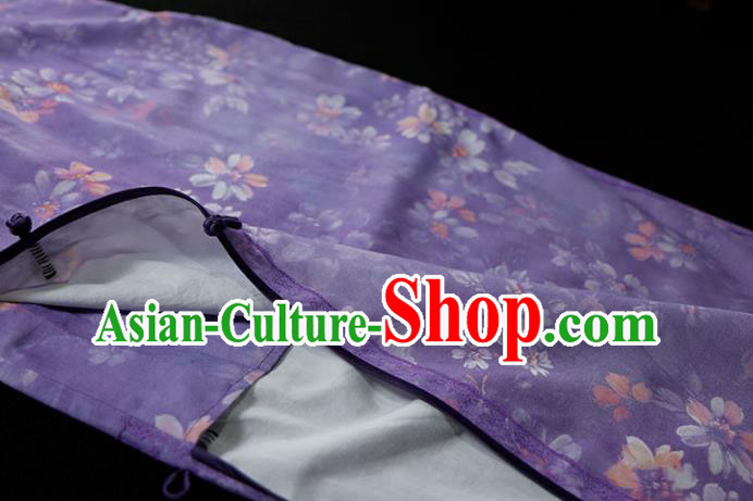 Republic of China Tang Suit Printing Violet Qipao Dress Traditional Minguo Classical Slim Cheongsam Republic of China Tang Suit Printing Violet Qipao Dress Traditional Minguo Classical Slim Cheongsam