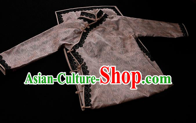 Republic of China Shanghai Woman Qipao Dress Traditional Minguo Classical Cranes Pattern Pink Cheongsam Republic of China Shanghai Woman Qipao Dress Traditional Minguo Classical Cranes Pattern Pink Cheongsam