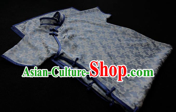 Republic of China Classical Blue Silk Cheongsam Traditional Minguo Young Lady Qipao Dress Republic of China Classical Blue Silk Cheongsam Traditional Minguo Young Lady Qipao Dress