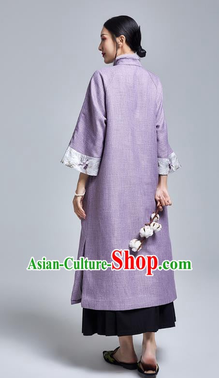 China Classical Cheongsam Costume Traditional Young Lady Embroidered Violet Qipao Dress China Classical Cheongsam Costume Traditional Young Lady Embroidered Violet Qipao Dress