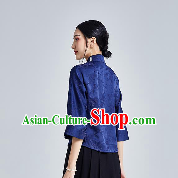 Chinese Traditional Tang Suit Upper Outer Garment Shirt Classical Cheongsam Royalblue Brocade Blouse Chinese Traditional Tang Suit Upper Outer Garment Shirt Classical Cheongsam Royalblue Brocade Blouse