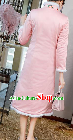 China Traditional Classical Pink Silk Qipao Dress Tang Suit Embroidered Phoenix Peony Cheongsam China Traditional Classical Pink Silk Qipao Dress Tang Suit Embroidered Phoenix Peony Cheongsam
