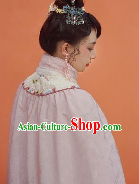 China Ancient Court Lady Cloak Clothing Traditional Qing Dynasty Palace Princess Embroidered Pink Cape China Ancient Court Lady Cloak Clothing Traditional Qing Dynasty Palace Princess Embroidered Pink Cape