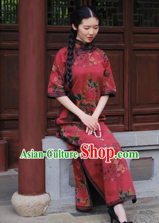 Republic of China Classical Wedding Red Cheongsam Traditional Minguo Shanghai Beauty Silk Qipao Dress Republic of China Classical Wedding Red Cheongsam Traditional Minguo Shanghai Beauty Silk Qipao Dress
