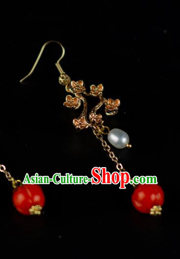 China Classical Cheongsam Ear Accessories Traditional Hanfu Red Persimmon Earrings China Classical Cheongsam Ear Accessories Traditional Hanfu Red Persimmon Earrings