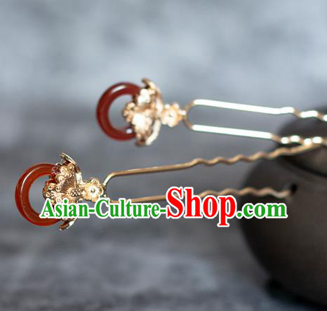 Chinese Traditional Song Dynasty Hanfu Agate Hairpin Ancient Princess Hair Stick Headwear Chinese Traditional Song Dynasty Hanfu Agate Hairpin Ancient Princess Hair Stick Headwear