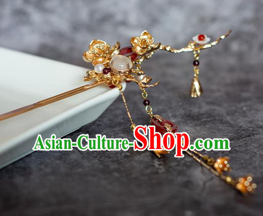 Chinese Traditional Song Dynasty Court Golden Hairpin Ancient Empress Tassel Hair Stick Chinese Traditional Song Dynasty Court Golden Hairpin Ancient Empress Tassel Hair Stick