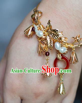 China Classical Golden Bracelet Traditional Ming Dynasty Agate Wristlet Accessories China Classical Golden Bracelet Traditional Ming Dynasty Agate Wristlet Accessories