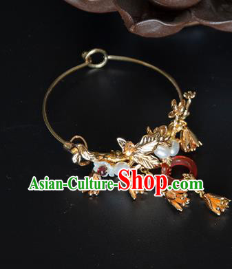 China Classical Golden Bracelet Traditional Ming Dynasty Agate Wristlet Accessories China Classical Golden Bracelet Traditional Ming Dynasty Agate Wristlet Accessories