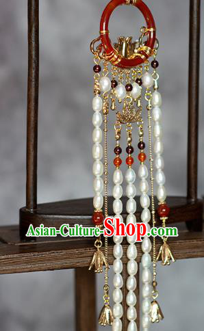 China Classical Cheongsam Pearls Tassel Pendant Traditional Ming Dynasty Agate Brooch Accessories China Classical Cheongsam Pearls Tassel Pendant Traditional Ming Dynasty Agate Brooch Accessories