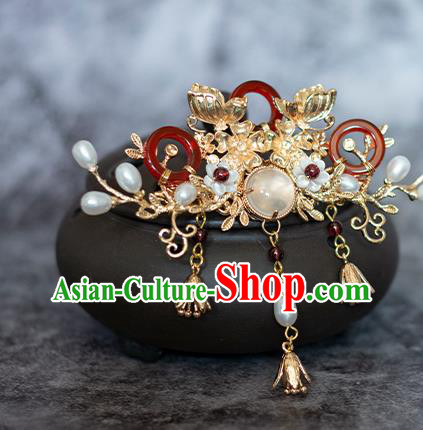 Chinese Traditional Song Dynasty Golden Butterfly Hairpin Ancient Empress Agate Hair Crown Chinese Traditional Song Dynasty Golden Butterfly Hairpin Ancient Empress Agate Hair Crown