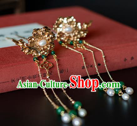 Chinese Traditional Hanfu Golden Cloud Hairpin Ancient Princess Tassel Hair Stick Chinese Traditional Hanfu Golden Cloud Hairpin Ancient Princess Tassel Hair Stick