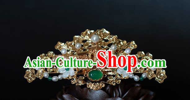 Chinese Traditional Song Dynasty Hair Accessories Hairpins Ancient Princess Golden Palace Hair Crown Chinese Traditional Song Dynasty Hair Accessories Hairpins Ancient Princess Golden Palace Hair Crown