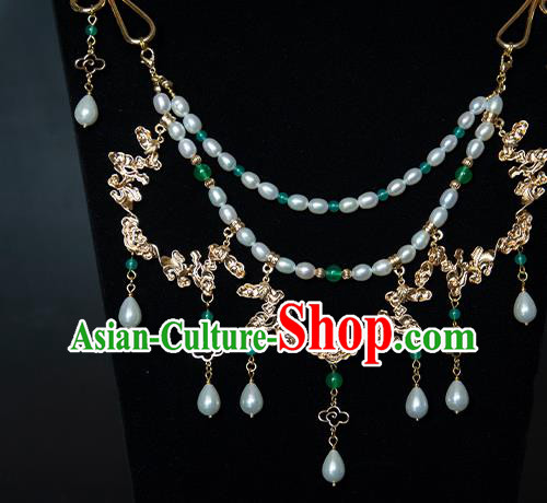 China Classical Pearls Necklace Traditional Tang Dynasty Princess Golden Cloud Necklet Accessories China Classical Pearls Necklace Traditional Tang Dynasty Princess Golden Cloud Necklet Accessories