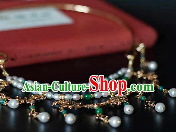 China Classical Pearls Necklace Traditional Tang Dynasty Princess Golden Cloud Necklet Accessories China Classical Pearls Necklace Traditional Tang Dynasty Princess Golden Cloud Necklet Accessories