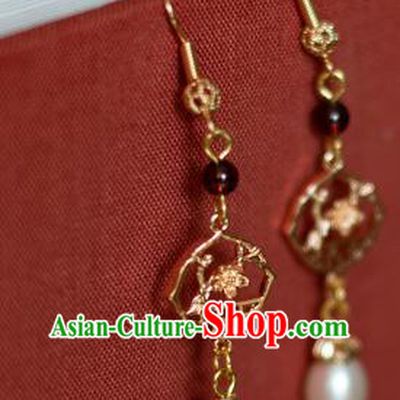 China Traditional Cheongsam Ear Accessories Ancient Princess Garnet Earrings