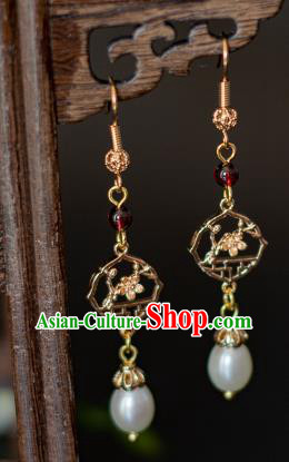 China Traditional Cheongsam Ear Accessories Ancient Princess Garnet Earrings China Traditional Cheongsam Ear Accessories Ancient Princess Garnet Earrings
