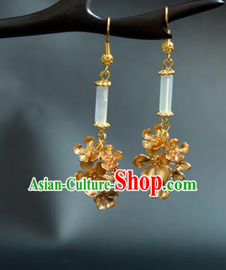 China Traditional Cheongsam Ear Accessories Ancient Princess Golden Flowers Earrings China Traditional Cheongsam Ear Accessories Ancient Princess Golden Flowers Earrings