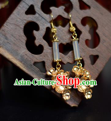 China Traditional Cheongsam Ear Accessories Ancient Princess Golden Flowers Earrings China Traditional Cheongsam Ear Accessories Ancient Princess Golden Flowers Earrings