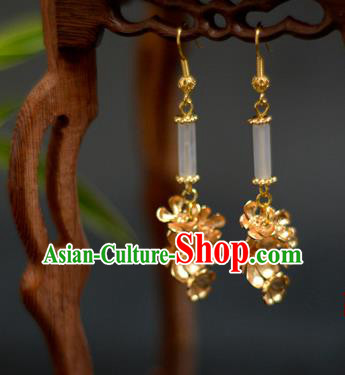 China Traditional Cheongsam Ear Accessories Ancient Princess Golden Flowers Earrings China Traditional Cheongsam Ear Accessories Ancient Princess Golden Flowers Earrings