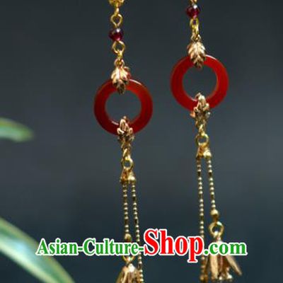 China Handmade Agate Earrings Jewelry Traditional Cheongsam Ear Accessories