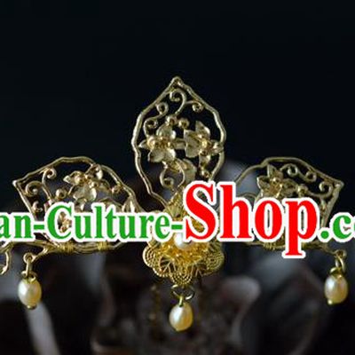 Chinese Traditional Jin Dynasty Hairpin Hanfu Hair Accessories Ancient Princess Golden Hair Stick