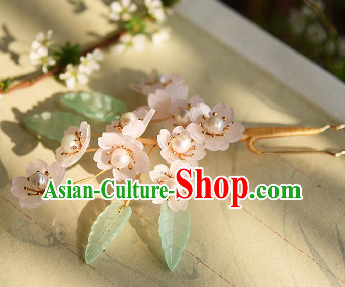 Chinese Traditional Cheongsam Hairpin Hanfu Hair Accessories Ancient Princess Pink Sakura Hair Stick Chinese Traditional Cheongsam Hairpin Hanfu Hair Accessories Ancient Princess Pink Sakura Hair Stick