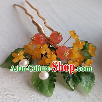 Chinese Ancient Princess Hairpin Hanfu Hair Accessories Traditional Ming Dynasty Osmanthus Hair Stick