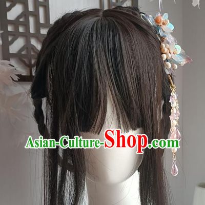 Chinese Ancient Young Woman Hairpin Hanfu Hair Accessories Traditional Ming Dynasty Wisteria Tassel Hair Claw