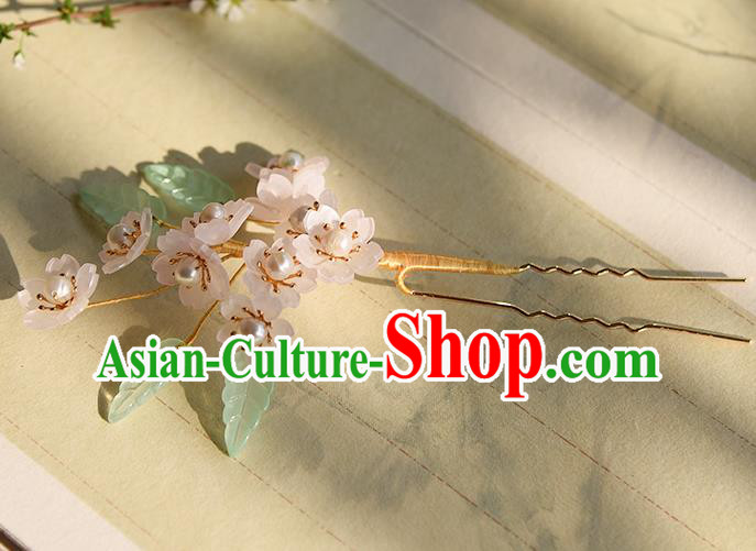 Chinese Traditional Cheongsam Hairpin Hanfu Hair Accessories Ancient Princess Pink Sakura Hair Stick Chinese Traditional Cheongsam Hairpin Hanfu Hair Accessories Ancient Princess Pink Sakura Hair Stick