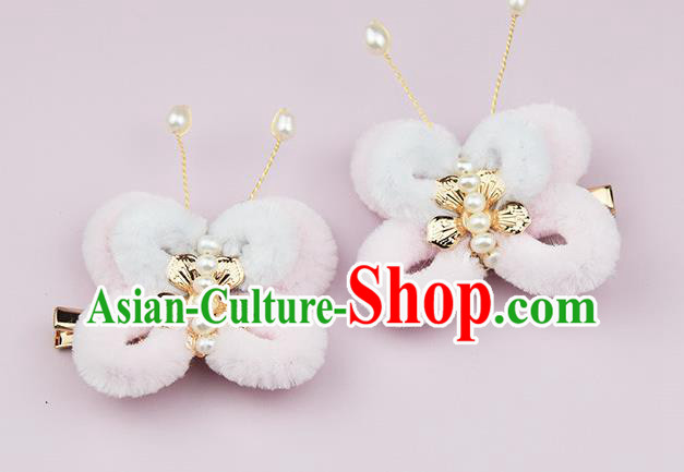 Chinese Ancient Pink Velvet Butterfly Hair Claw Traditional Hanfu Hairpin Handmade Hair Accessories Chinese Ancient Pink Velvet Butterfly Hair Claw Traditional Hanfu Hairpin Handmade Hair Accessories