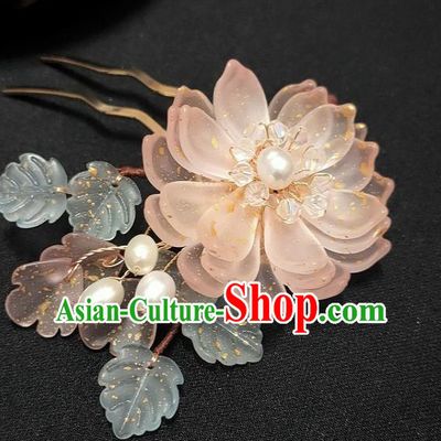 Chinese Ancient Princess Pink Epiphyllum Hairpin Hanfu Hair Accessories Traditional Ming Dynasty Hair Stick