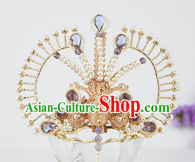 Chinese Handmade Traditional Song Dynasty Hair Accessories Ancient Princess Phoenix Hair Crown Chinese Handmade Traditional Song Dynasty Hair Accessories Ancient Princess Phoenix Hair Crown