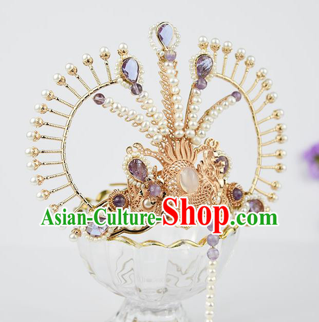 Chinese Handmade Traditional Song Dynasty Hair Accessories Ancient Princess Phoenix Hair Crown Chinese Handmade Traditional Song Dynasty Hair Accessories Ancient Princess Phoenix Hair Crown