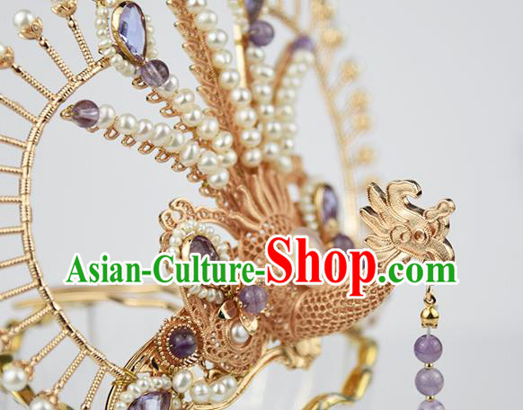Chinese Handmade Traditional Song Dynasty Hair Accessories Ancient Princess Phoenix Hair Crown Chinese Handmade Traditional Song Dynasty Hair Accessories Ancient Princess Phoenix Hair Crown