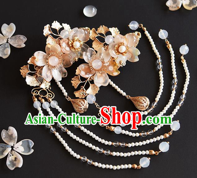 Chinese Traditional Hanfu Sakura Hairpin Hair Accessories Handmade Ancient Princess Tassel Hair Claw Chinese Traditional Hanfu Sakura Hairpin Hair Accessories Handmade Ancient Princess Tassel Hair Claw