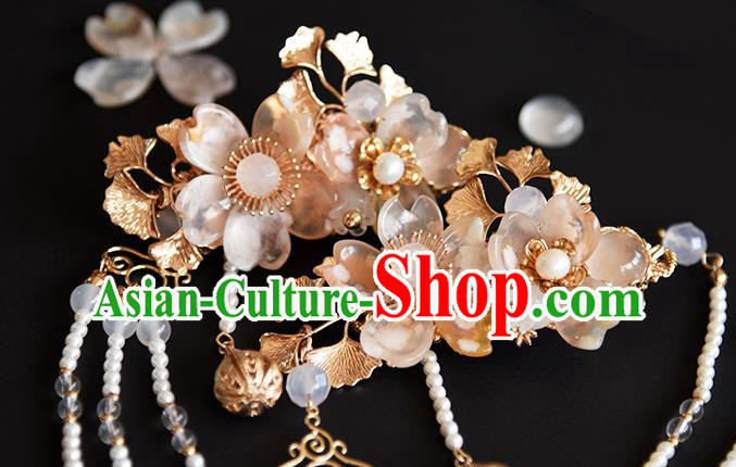 Chinese Traditional Hanfu Sakura Hairpin Hair Accessories Handmade Ancient Princess Tassel Hair Claw Chinese Traditional Hanfu Sakura Hairpin Hair Accessories Handmade Ancient Princess Tassel Hair Claw