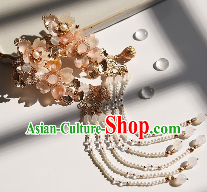Chinese Traditional Hanfu Sakura Hairpin Hair Accessories Handmade Ancient Princess Tassel Hair Claw Chinese Traditional Hanfu Sakura Hairpin Hair Accessories Handmade Ancient Princess Tassel Hair Claw