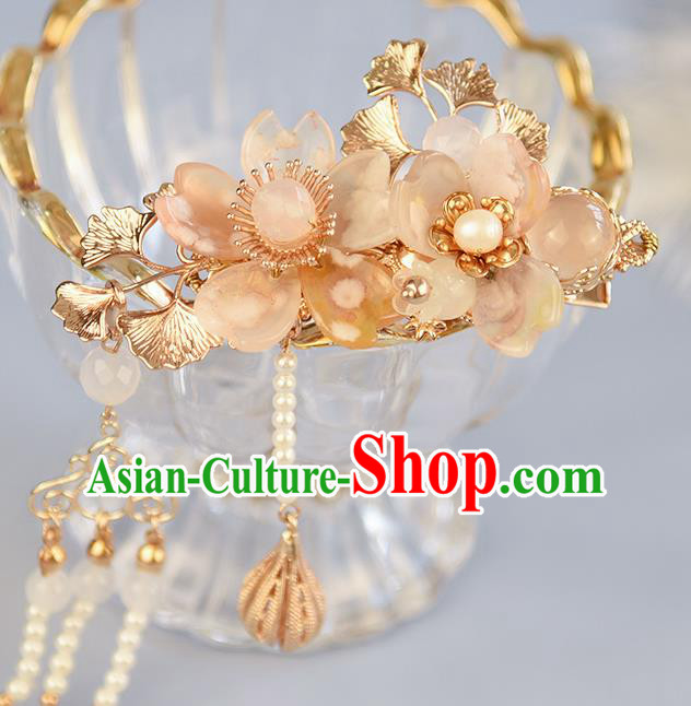 Chinese Traditional Hanfu Sakura Hairpin Hair Accessories Handmade Ancient Princess Tassel Hair Claw Chinese Traditional Hanfu Sakura Hairpin Hair Accessories Handmade Ancient Princess Tassel Hair Claw