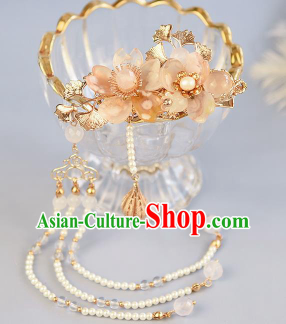 Chinese Traditional Hanfu Sakura Hairpin Hair Accessories Handmade Ancient Princess Tassel Hair Claw Chinese Traditional Hanfu Sakura Hairpin Hair Accessories Handmade Ancient Princess Tassel Hair Claw