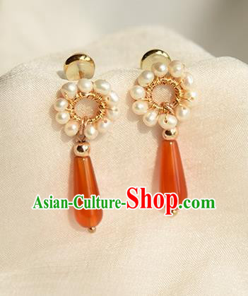 China Handmade Classical Pearls Earrings Jewelry Traditional Cheongsam Agate Ear Accessories China Handmade Classical Pearls Earrings Jewelry Traditional Cheongsam Agate Ear Accessories