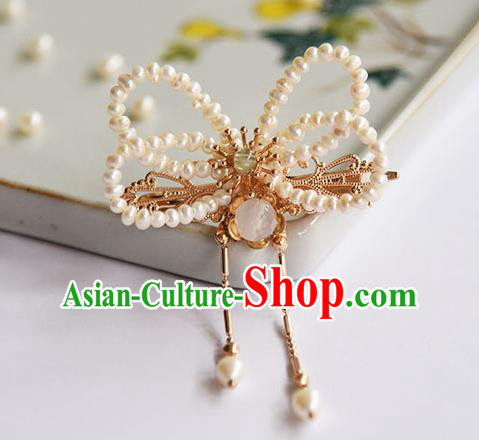 Chinese Ancient Hanfu Tassel Hairpin Traditional Ming Dynasty Princess Pearls Hair Claw Chinese Ancient Hanfu Tassel Hairpin Traditional Ming Dynasty Princess Pearls Hair Claw