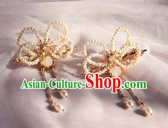 Chinese Ancient Hanfu Tassel Hairpin Traditional Ming Dynasty Princess Pearls Hair Claw Chinese Ancient Hanfu Tassel Hairpin Traditional Ming Dynasty Princess Pearls Hair Claw